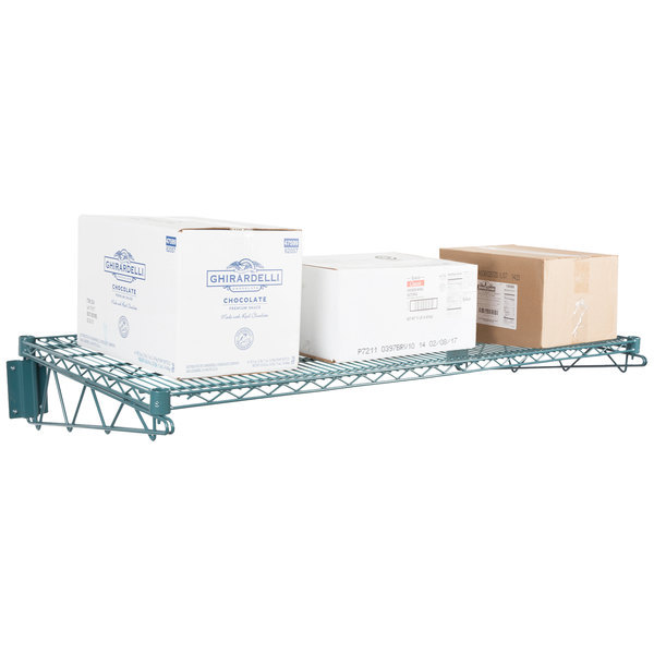 24" x 48" Wall Mount Green Epoxy Wire Shelf Rack Commercial Restaurant Pot NSF