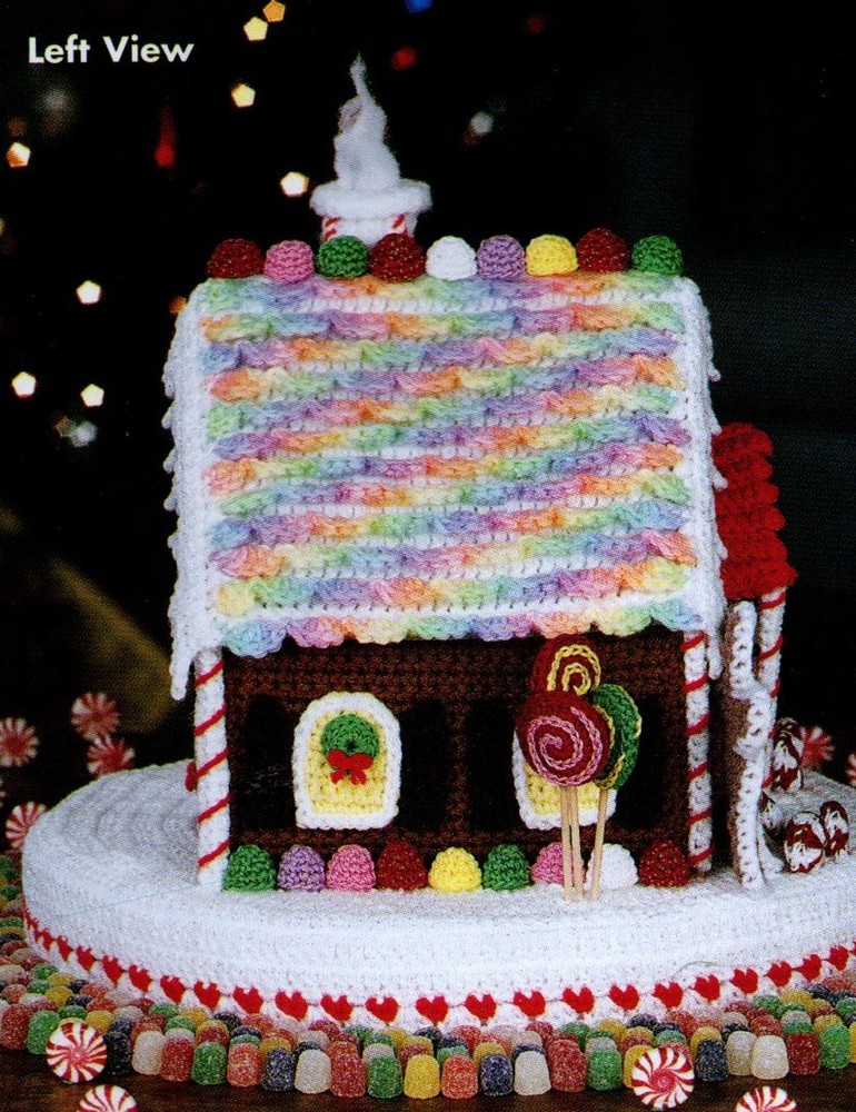 Gingerbread House Crochet Pattern Gumdrop & Lollipop Decorations W04