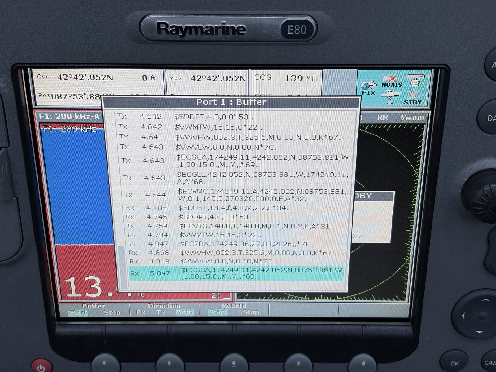 Raymarine E80 Classic GPS Chartplotter Multifunction Display W/ Cover; Tested