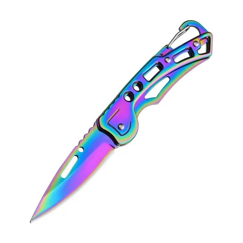 Multicolor Titanium Pocket Knife – Compact Folding Tool with Key Ring for EDC