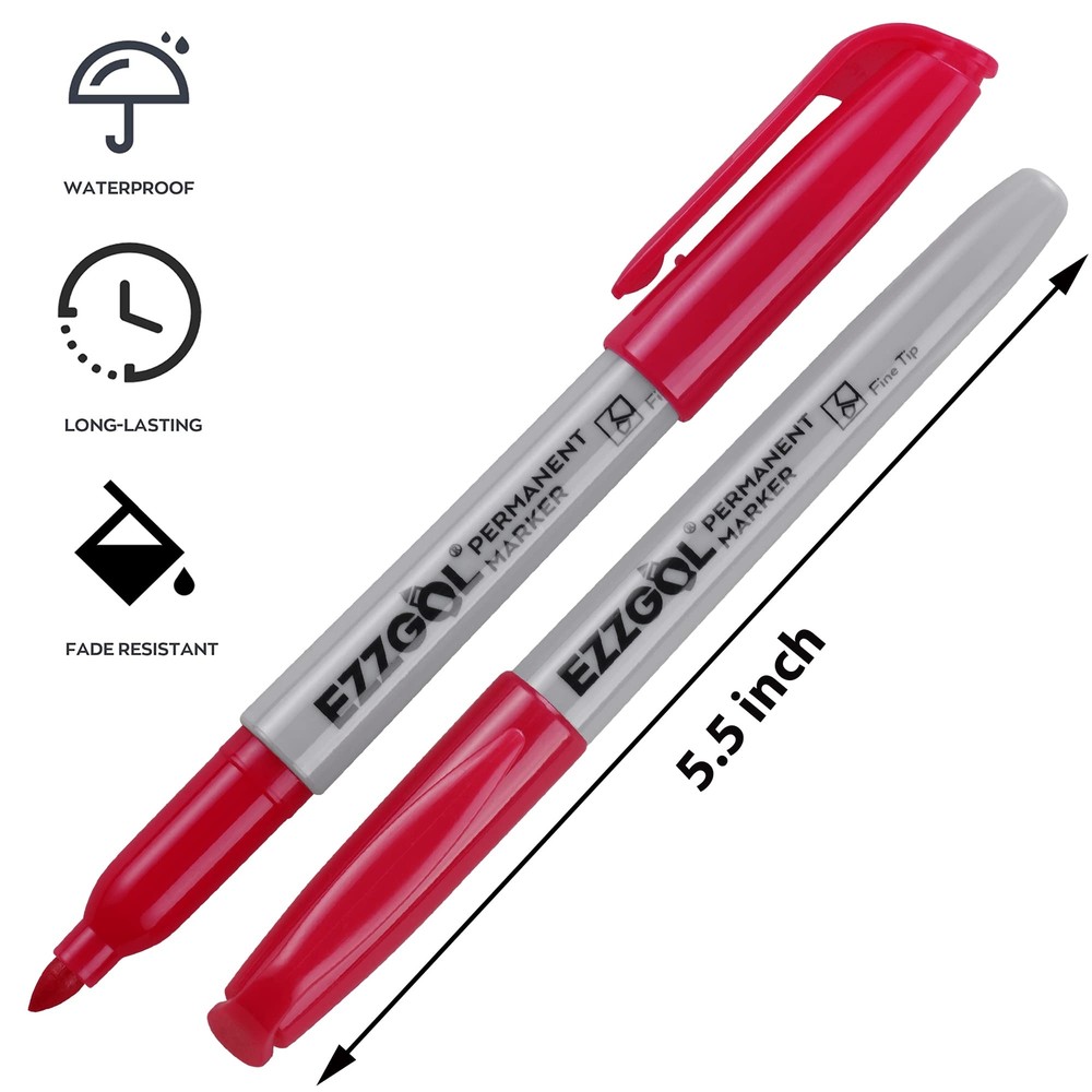 Permanent Markers Bulk 72 Pack Red Permanent Marker Set Fine Tip Waterproof M...