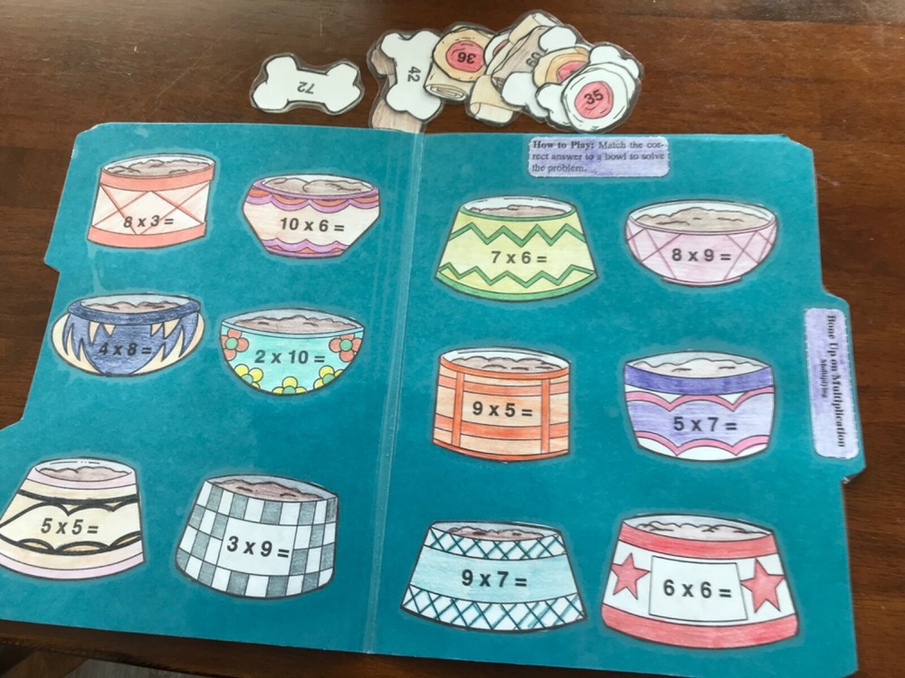 Bone Up on Multiplication! 2nd Grade math file folder game teacher