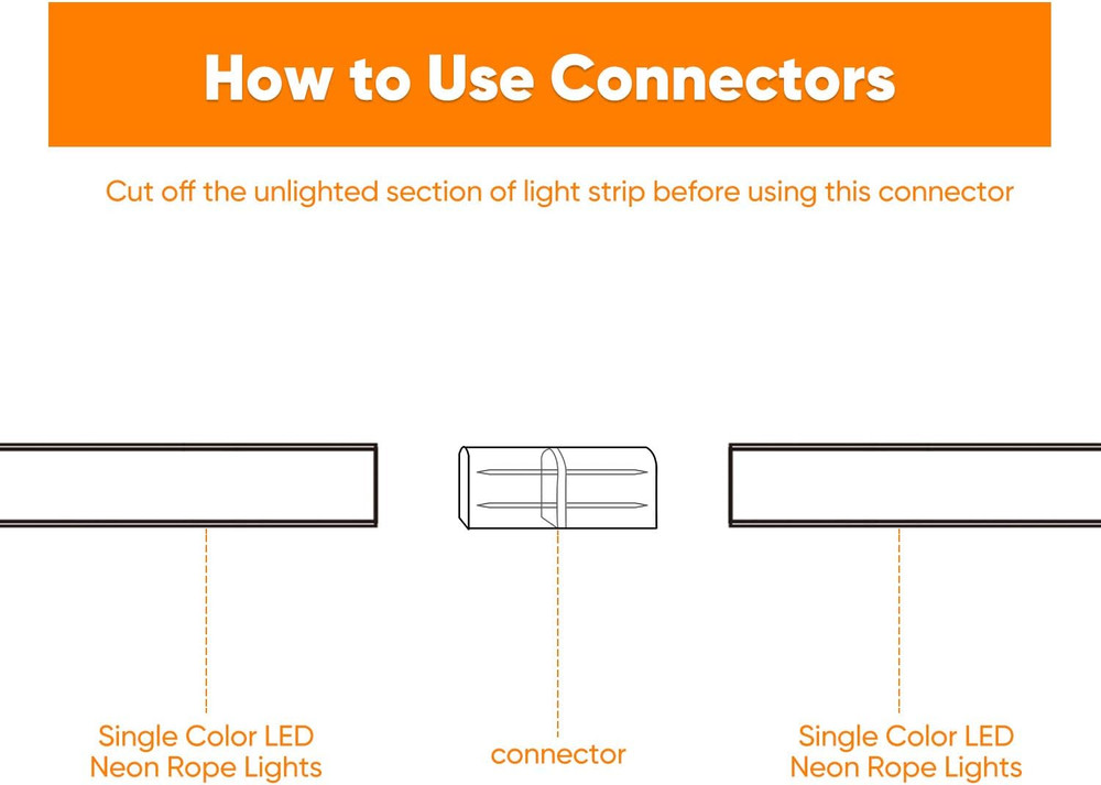 LUM Neon Rope Lights Connector Pack Bundle for Easy Installation