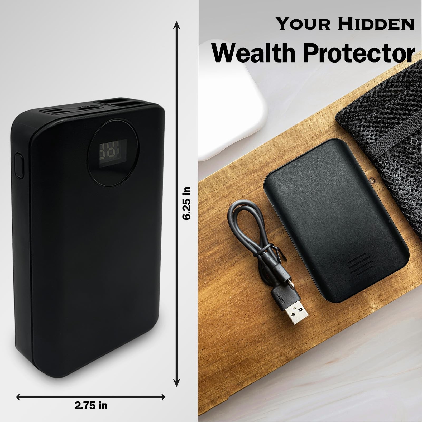 Diversion Safe Power Bank-Hidden Storage Compartment for Valuables, Secret ,