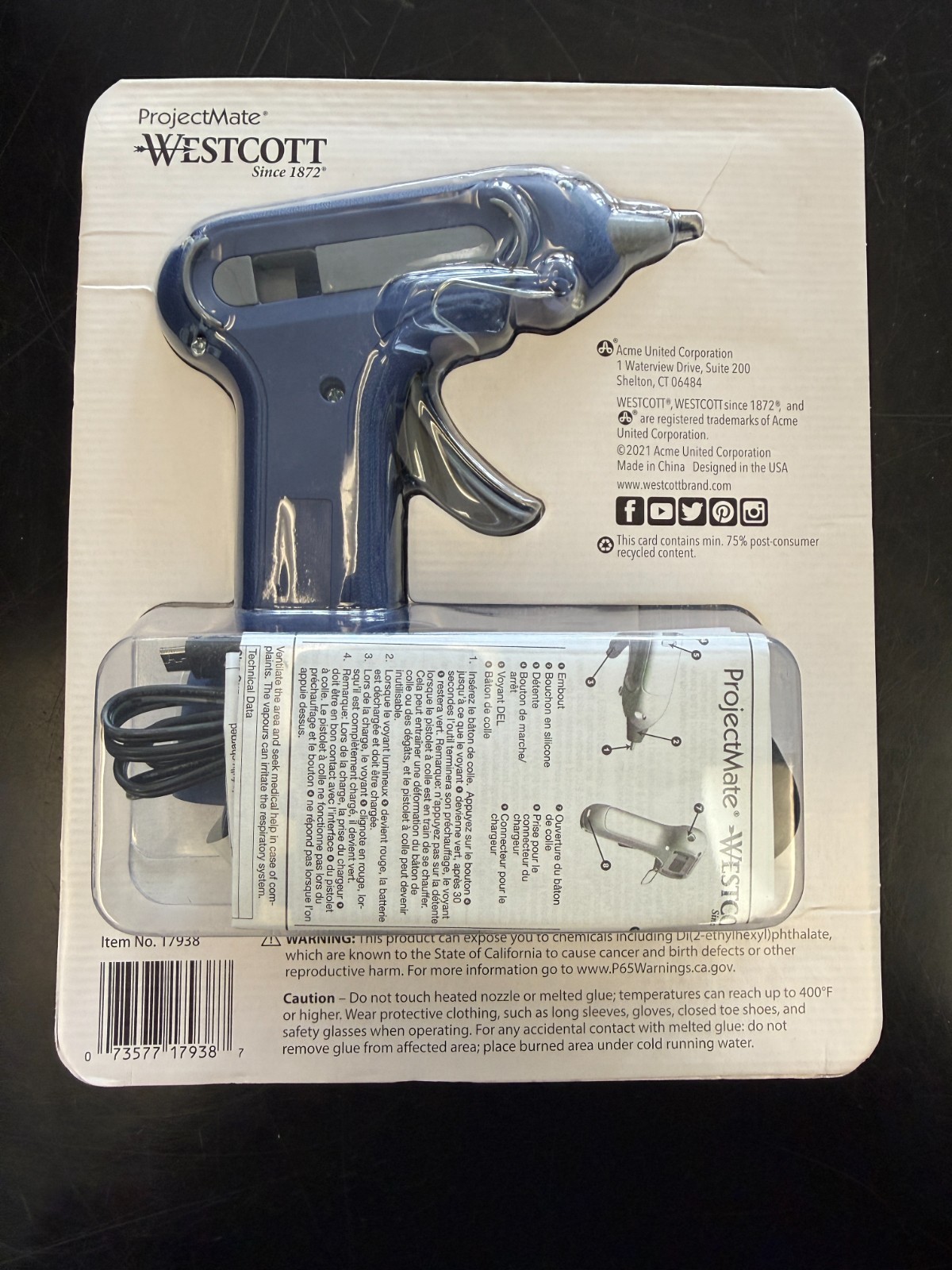 Westcott ProjectMate Lithium Ion Rechargeable Cordless Hot Glue Gun w/ 10 Sticks