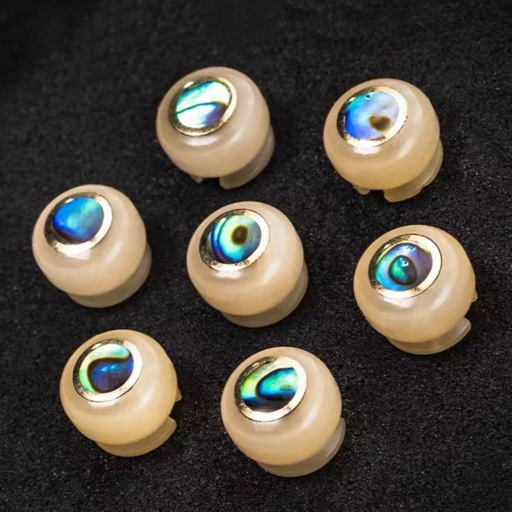 6x Guitar Pin Unbleached Bone Abalone shell Dot Luthier Bridge Nut Saddle H03