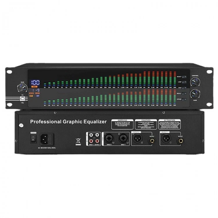 EQ-323 2U Dual 31-band Graphic Equalizer Spectrum Equalizer for Home Stage