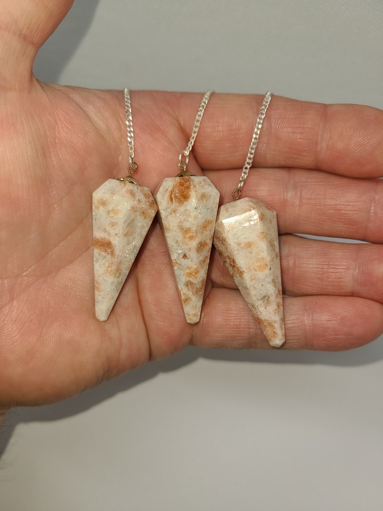 Sunstone Faceted Cone Crystal Dowsing Pendulum Divination Tool
