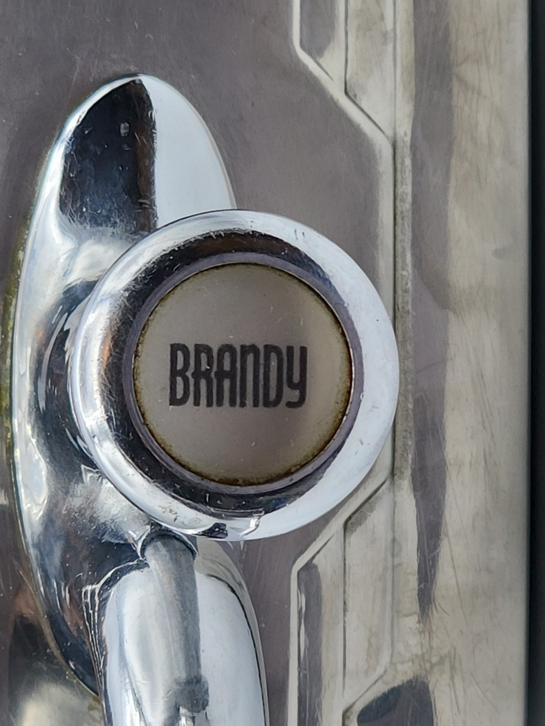 Hall Fountain Bar Liquor Dispenser Canister Pump Label "Brandy" Flaws READ BLUE