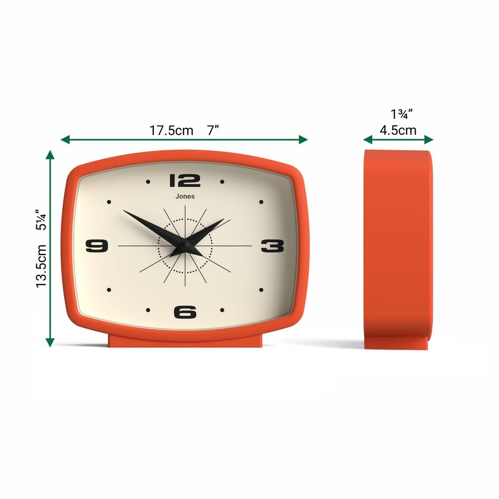 ® Film Desk Clock | Retro Rectangular Design | Orange | Retro Design, Blendin...