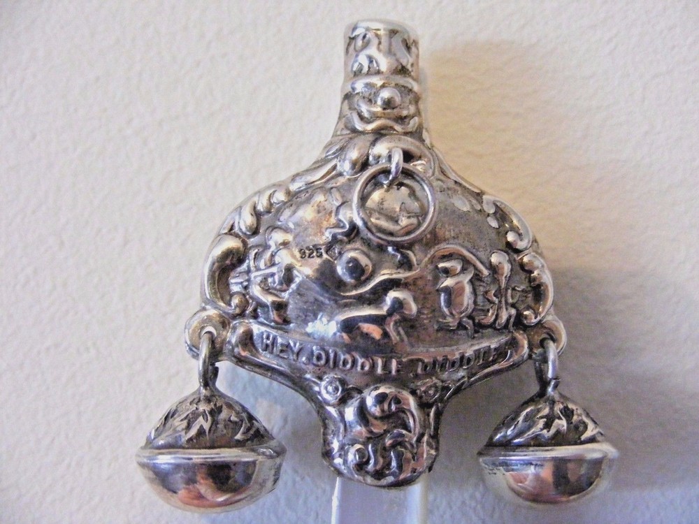 1906 Birmingham Sterling Silver MOP "Hey Diddle Diddle Rattle
