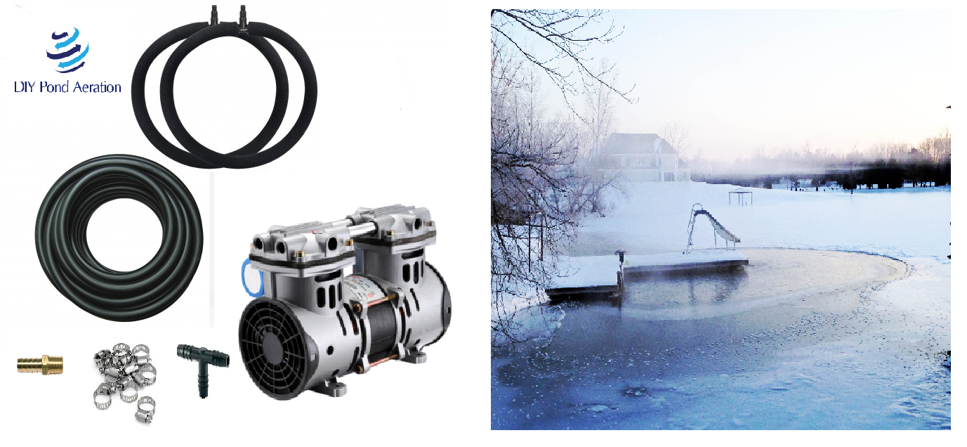 Lake & POND Aerator System w/100' Poly Hose 2 - 48" Diffusers 1/2hp 3.9 cfm Pump