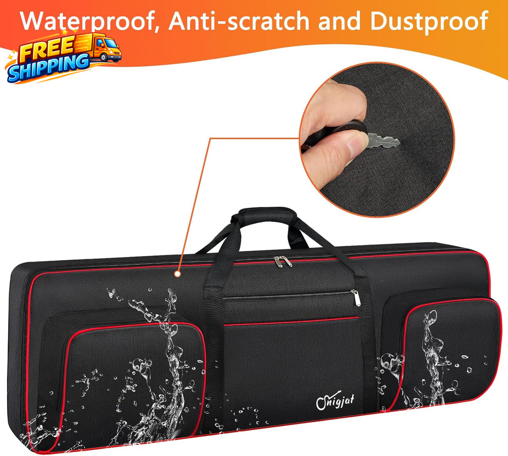 76 Key Keyboard Case Soft Padded Piano Case with Handle and Adjustable Shoulder