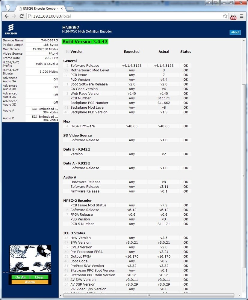 TANDBERG ERICSSON EN8092 HD SDI MPEG-4 AVC HTTP AUTHENTICATION VIDEO ENCODER M2
