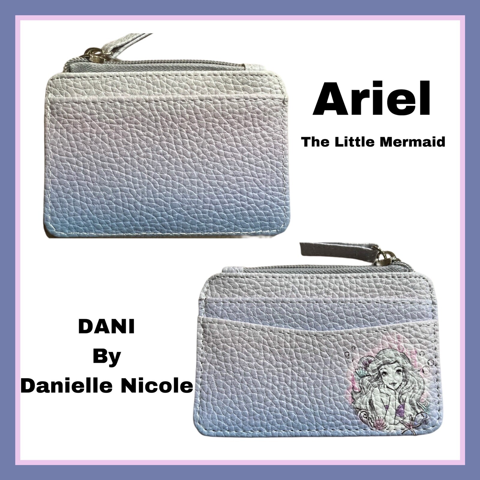 DANIELLE NICOLE DISNEY CARDHOLDER COIN PURSE PURPLE THE LITTLE MERMAID ARIEL NWT