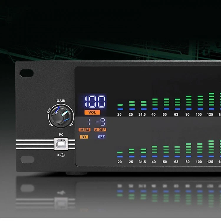 EQ-323 2U Dual 31-band Graphic Equalizer Spectrum Equalizer for Home Stage