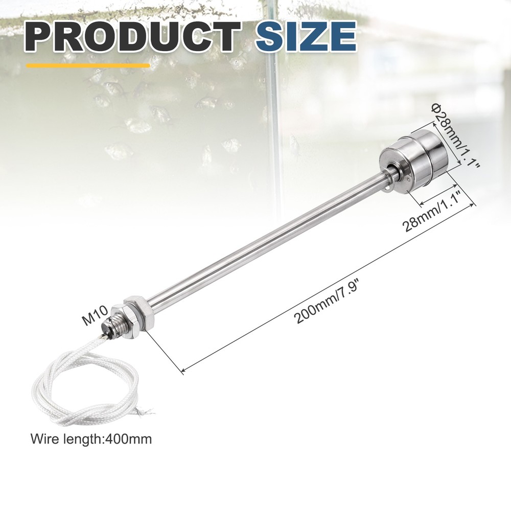 Float Switch 200mm Rod 0.2A Vertical Single Float for Pump/Alarm 1 Pcs