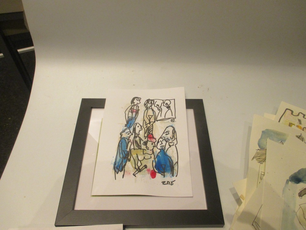 People Gallery Original Signed Drawing Expressive Fineline 21x15cm