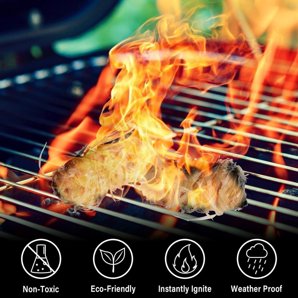 32 Pcs Waterproof Fire Starters - Quick Lighting for BBQ, Campfire & More