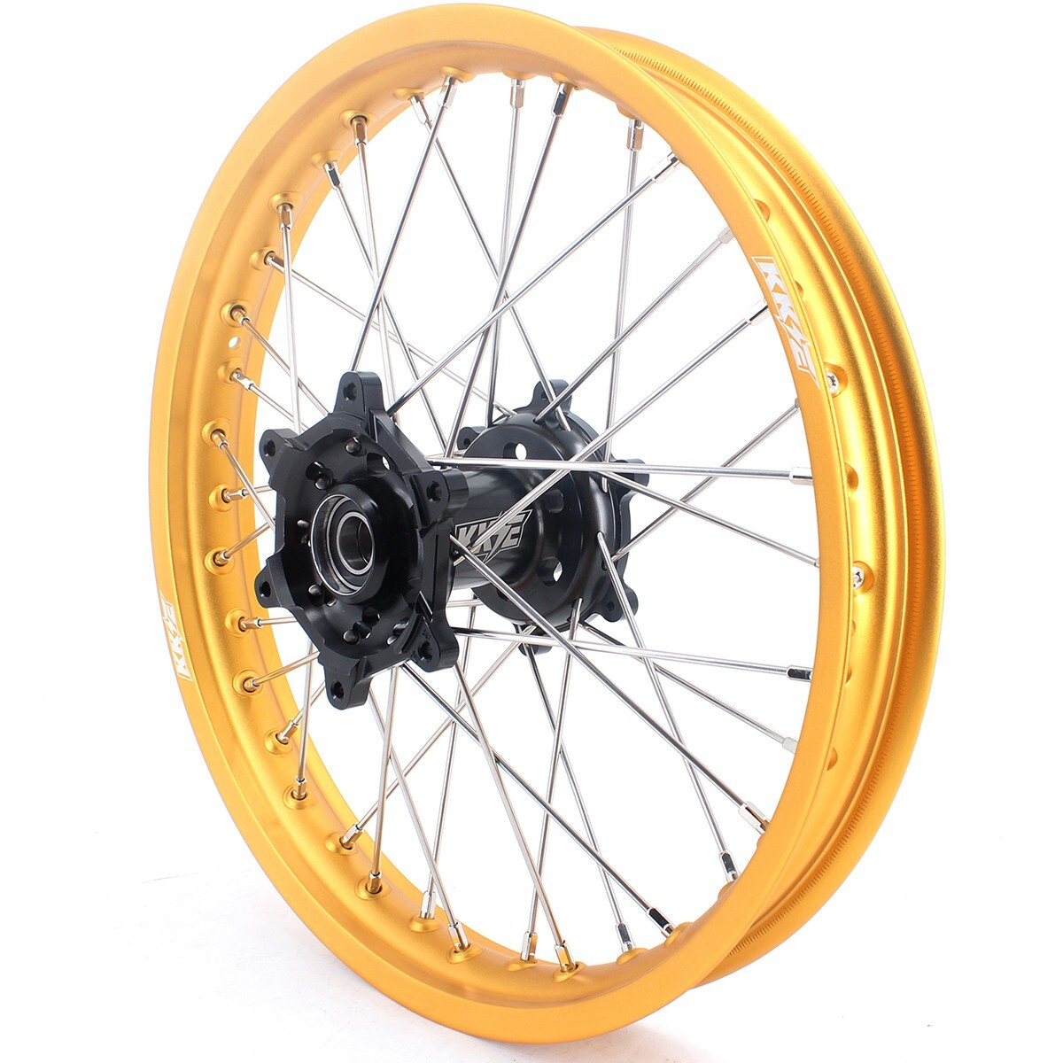 KKE 21/19 Wheels for Suzuki RM125 1996-2007 RM250 1996-2008 Gold Rims Black Hub