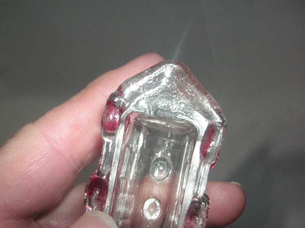 OLD FIGURAL LOCOMOTIVE GLASS CANDY CONTAINER WITH BOTTOM