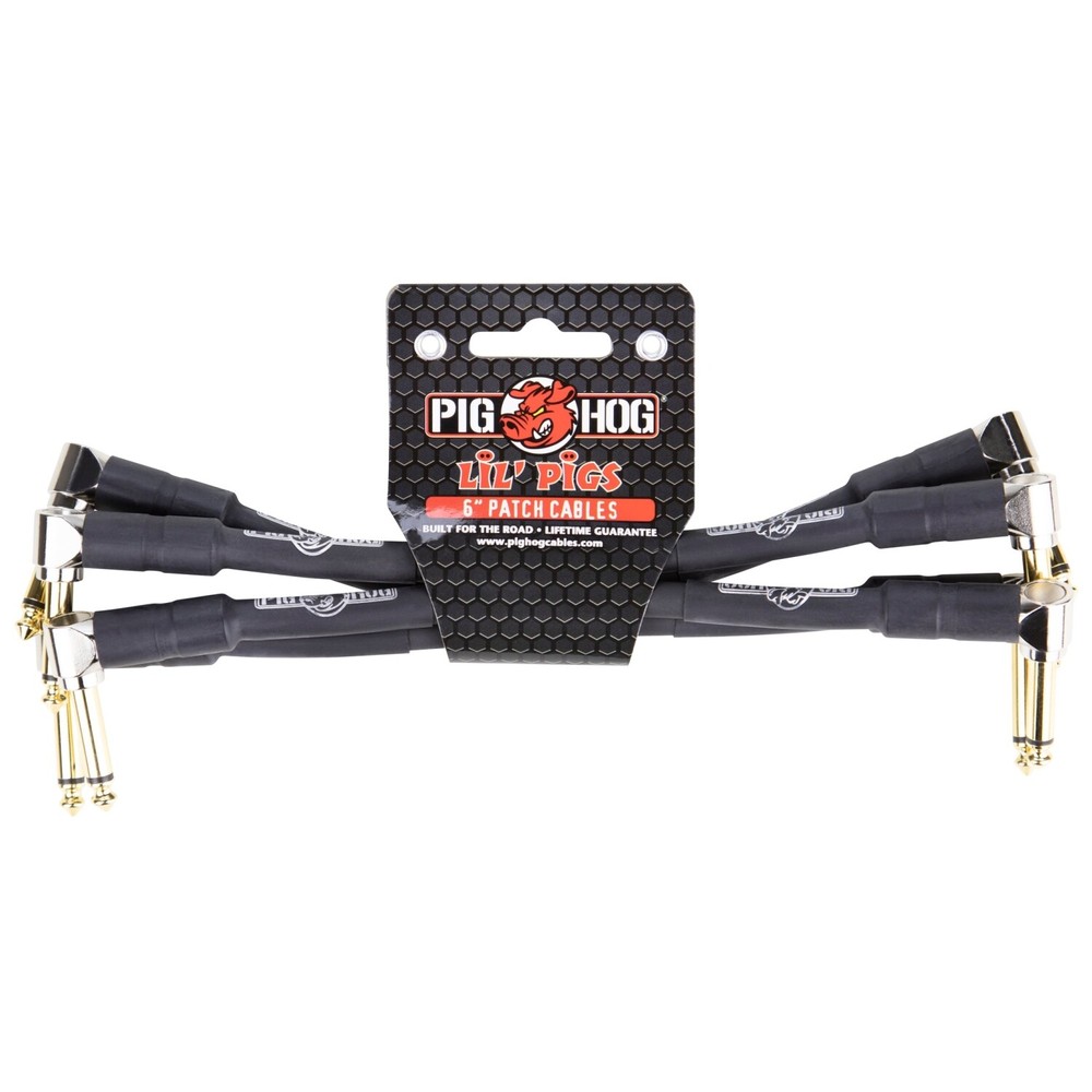 Pig Hog Lil' Pigs Right Angle 1/4" Patch Cables, 6" (4 Pack)