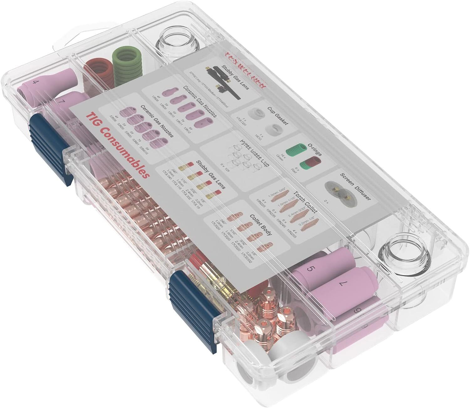 71Pcs TIG Welding Torch Stubby Gas Lens #12 Pyrex Glass Cup Kit For WP-17/18/26