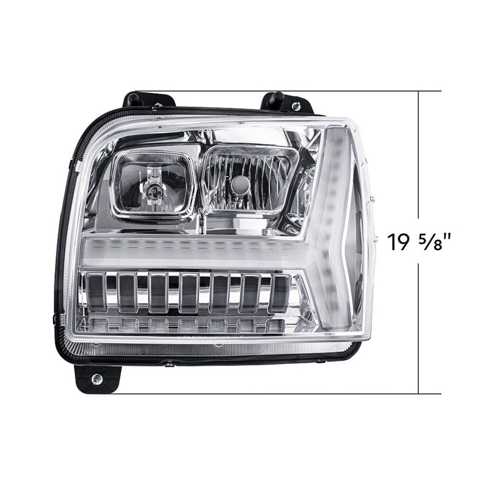 Chrome Kenworth W990 Headlight Assembly - Driver Side