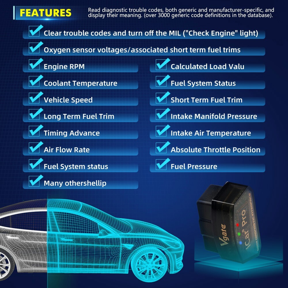 iCar Pro Bluetooth 4.0 OBD2 Diagnostic Scanner Tool Code Reader For Android IOS