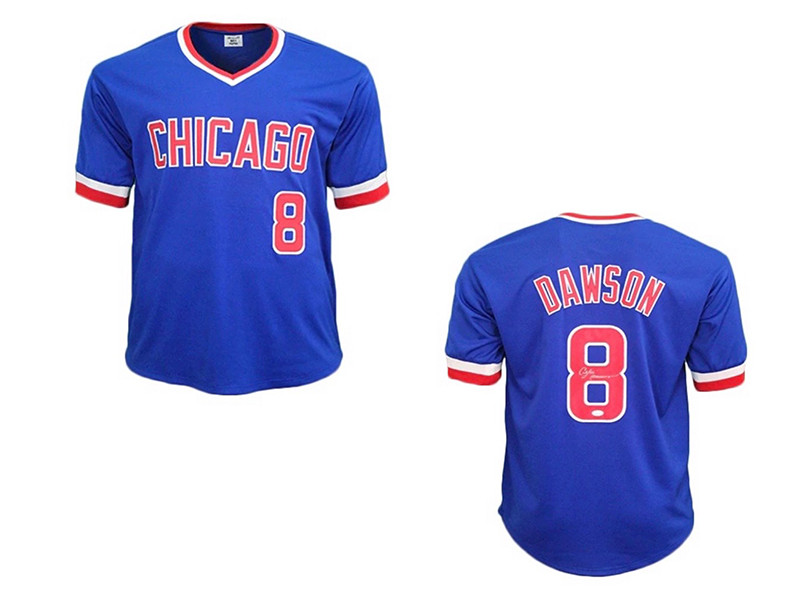 Andre Dawson Autographed Throwback Chicago Blue Baseball Jersey JSA
