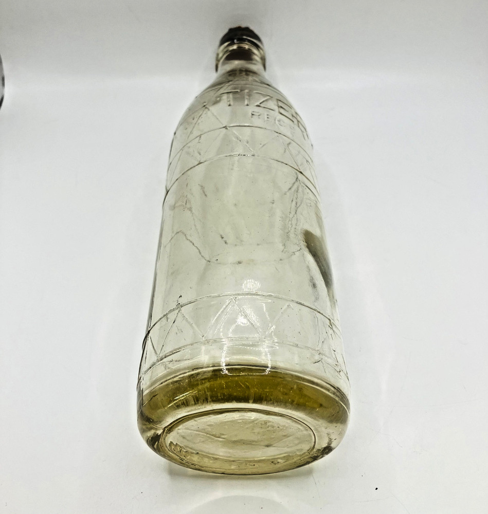 Antique Tizer Clear Bottle with Triangular Pattern in Excellent Condition - 1924