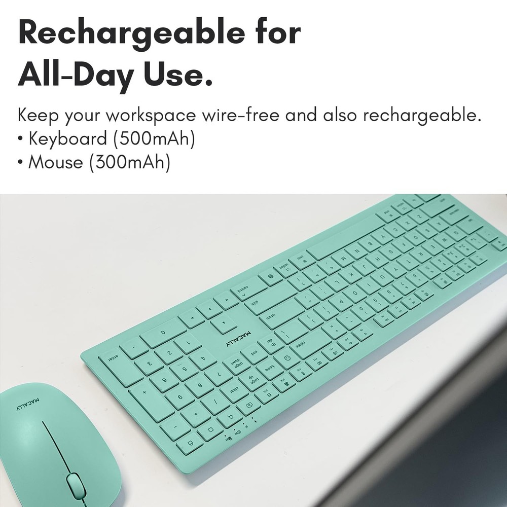 Macally Wireless Keyboard and Mouse Combo for Mac mini/Pro, iMac, MacBook, iP...
