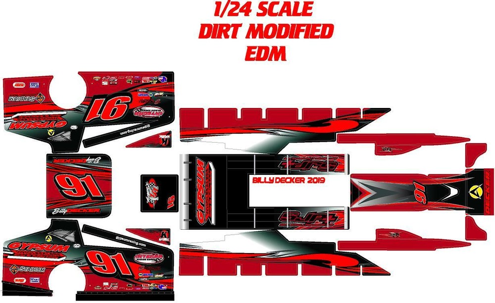 EDM MUDBOSS DIRT MODIFIED 1X24 SCALE BILLY DECKER 2019 THEME WRAP KIT