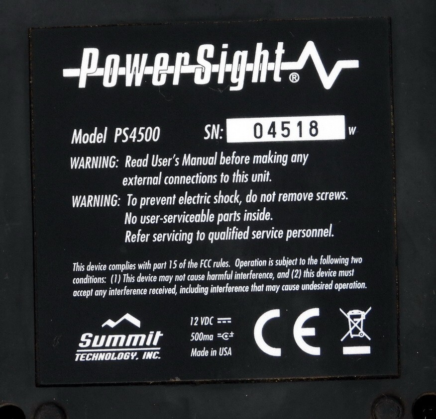 POWERSIGHT MODEL PS4500 DIGITAL PORTABLE REMOTE OPERATED POWER QUALITY ANALYZER