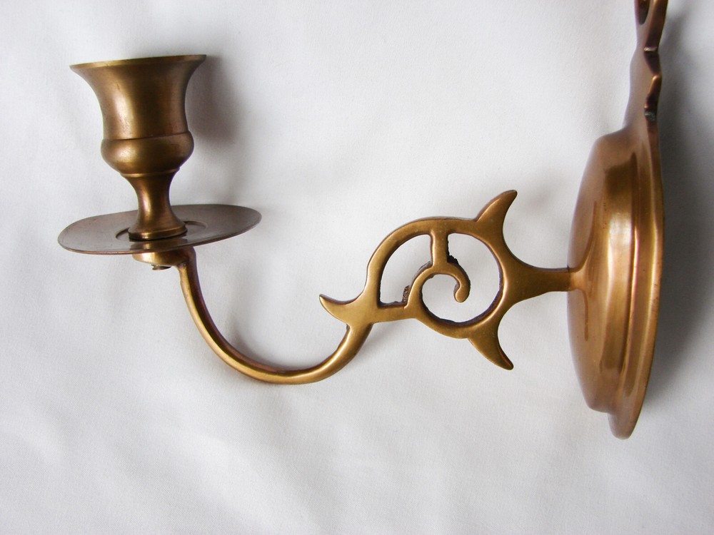 Brass Wall Mount Candle Holders (2)