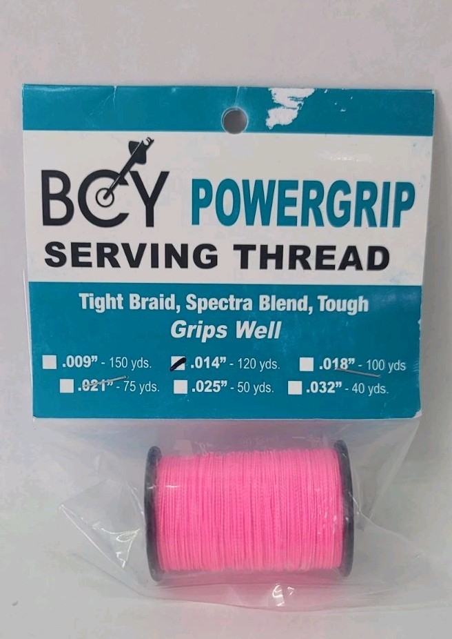 Pink BCY Powergrip Serving Thread Jig Spool Bow String Bowstrings, .014"