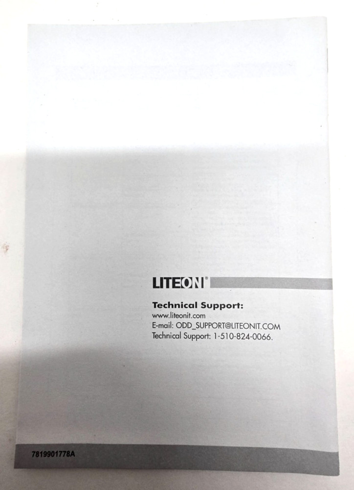 Lite-on / Liteon Super All Write DVD Writer (User's Manual Only)