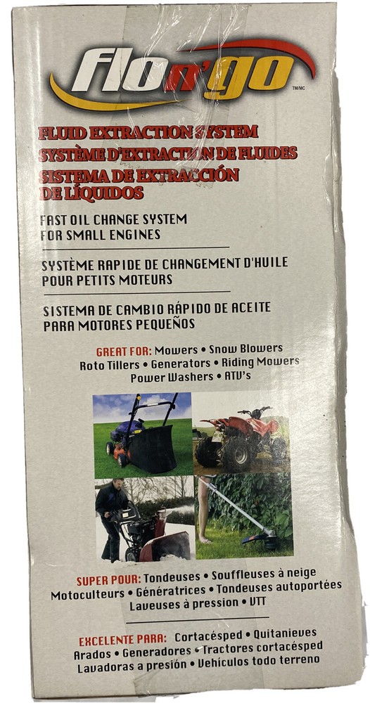 FLO AND GO SIMPLE FLUID EXTRACTION SYSTEM KIT REMOVE CHANGE SMALL ENGINE OLD OIL