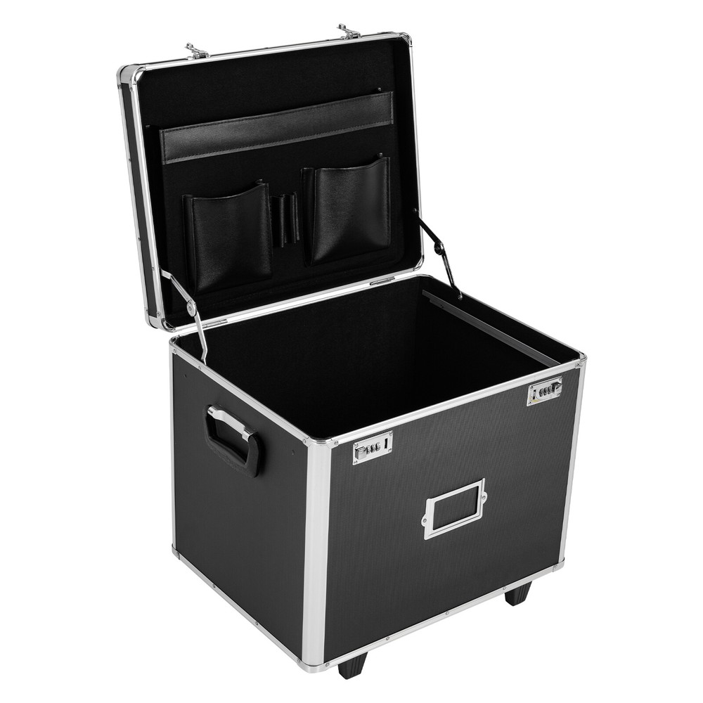 Aluminum Alloy File Lock Box, Hand pull File Case Locking Mobile Business Box
