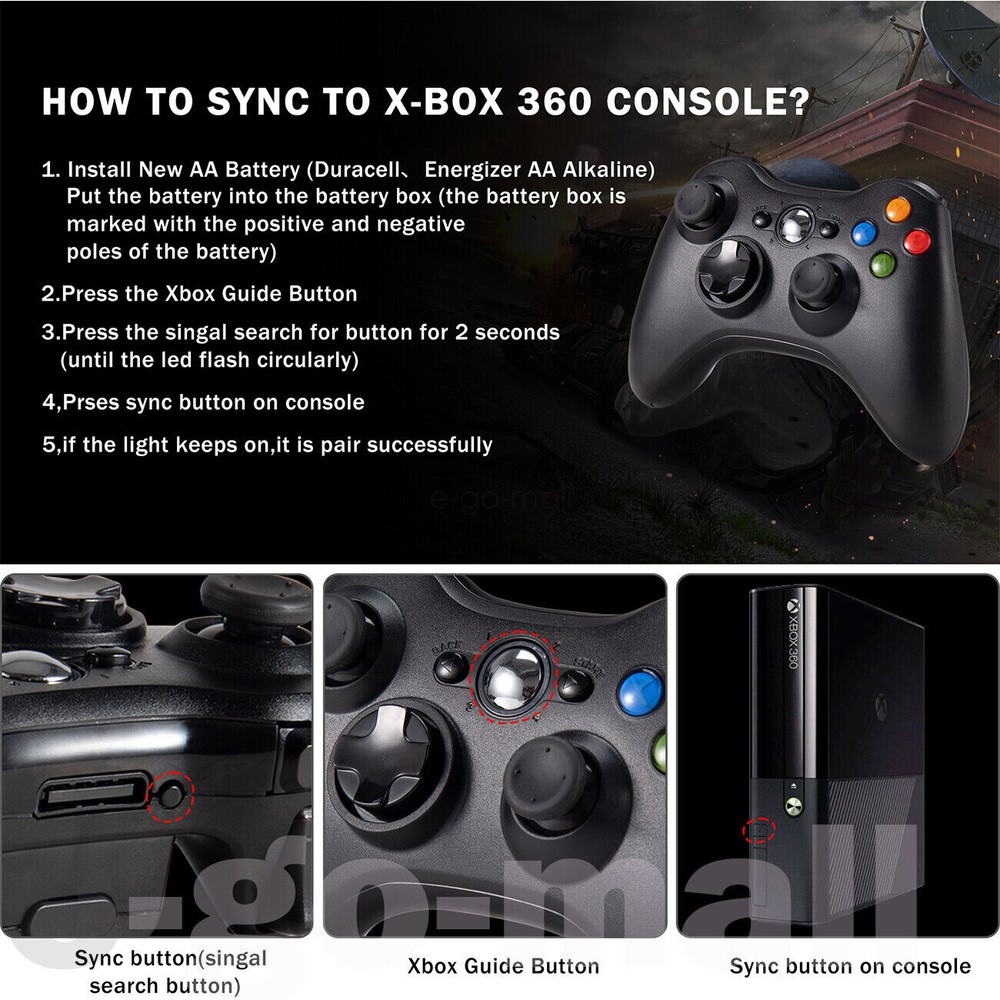 Wired/Wireless Controller Gamepad Remote for Microsoft Xbox 360 Window 7 8 10 11