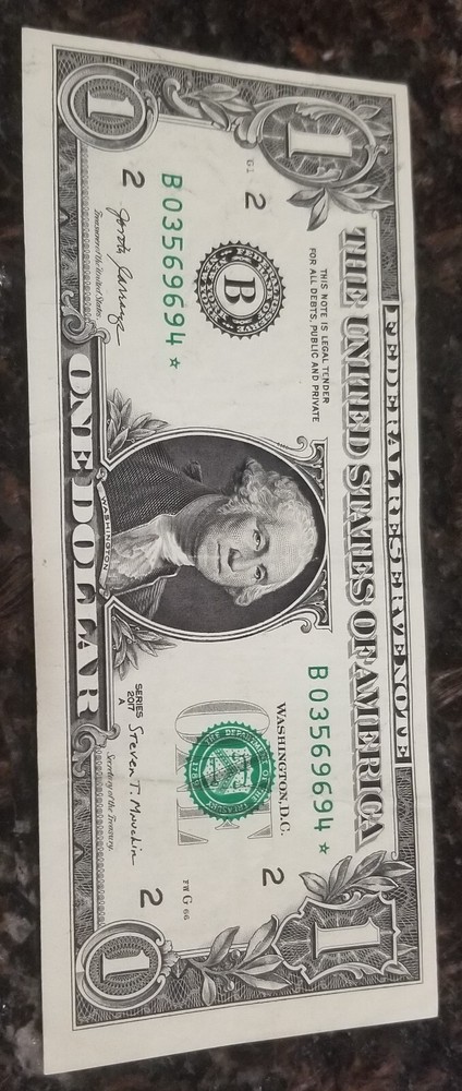2017 A One Dollar / Error Site / Nice Number / Star