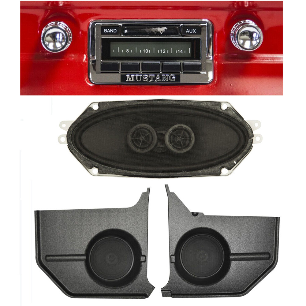Custom Autosound USA-230 Radio/ Speaker Kit Mustang Convertible 65-66 W/ Kick...