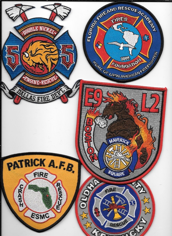 5 New Fire Patches - Set # 604   fire patch