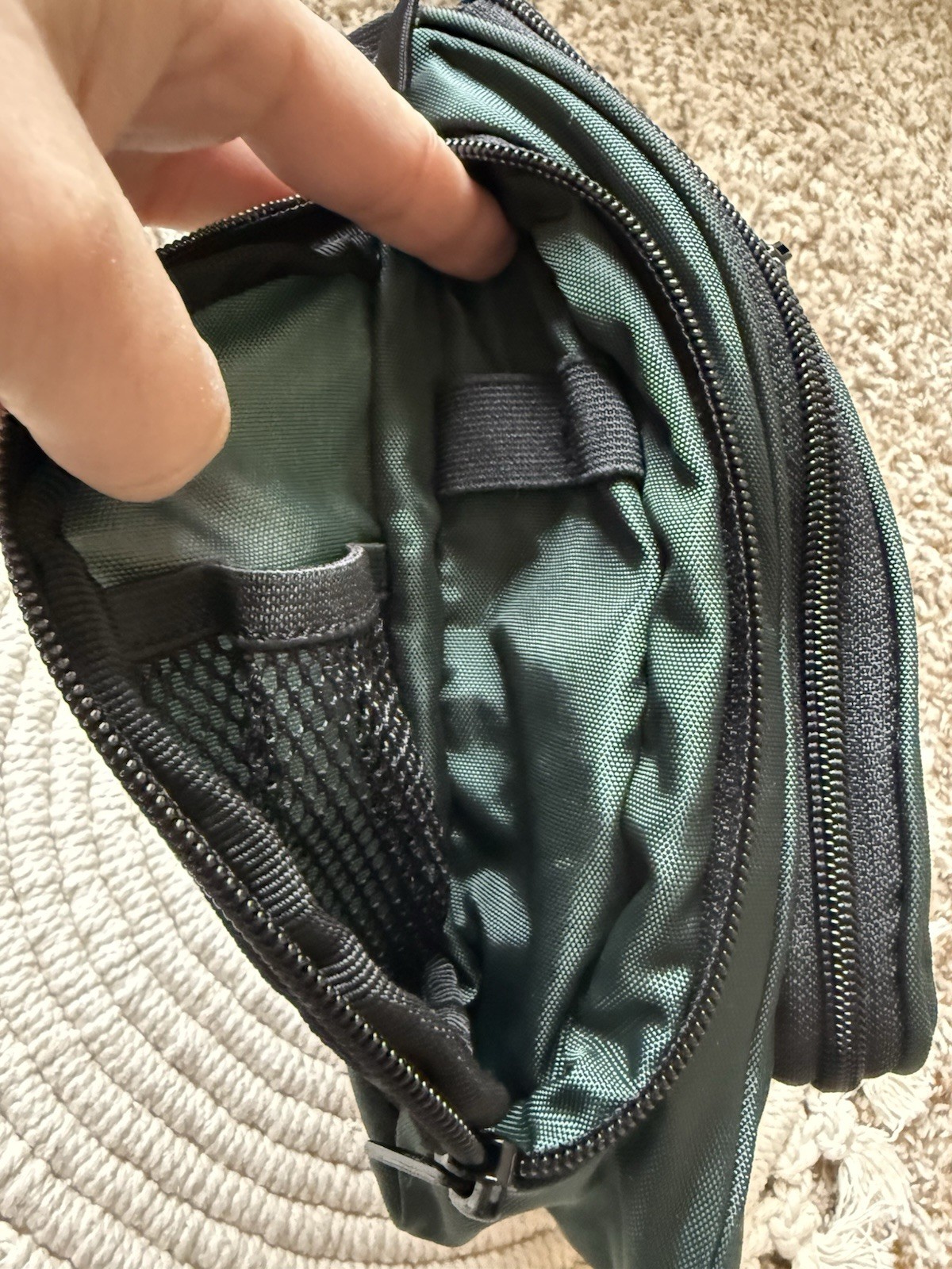 LL Bean Personal Organizer Toiletry Bag Green Nylon Travel Case