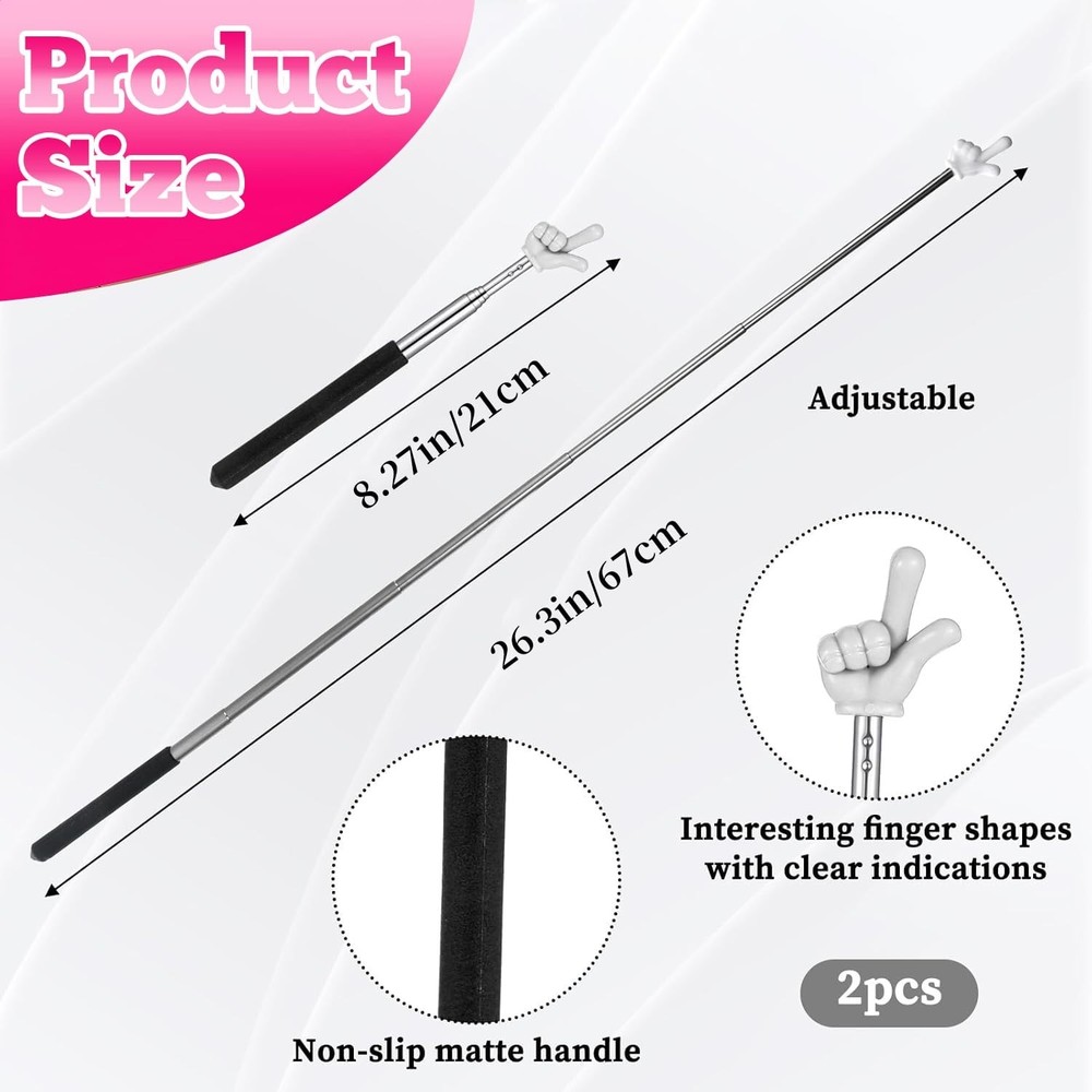 2Pcs Pointer Finger Stick – Multipurpose Teacher Supplies Pointer Stick,En