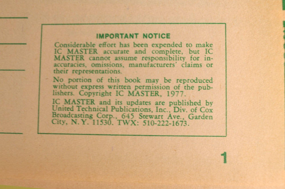 IC Master Book 1977 Computer Chip Collector's HC Bible Microprocessor Memory