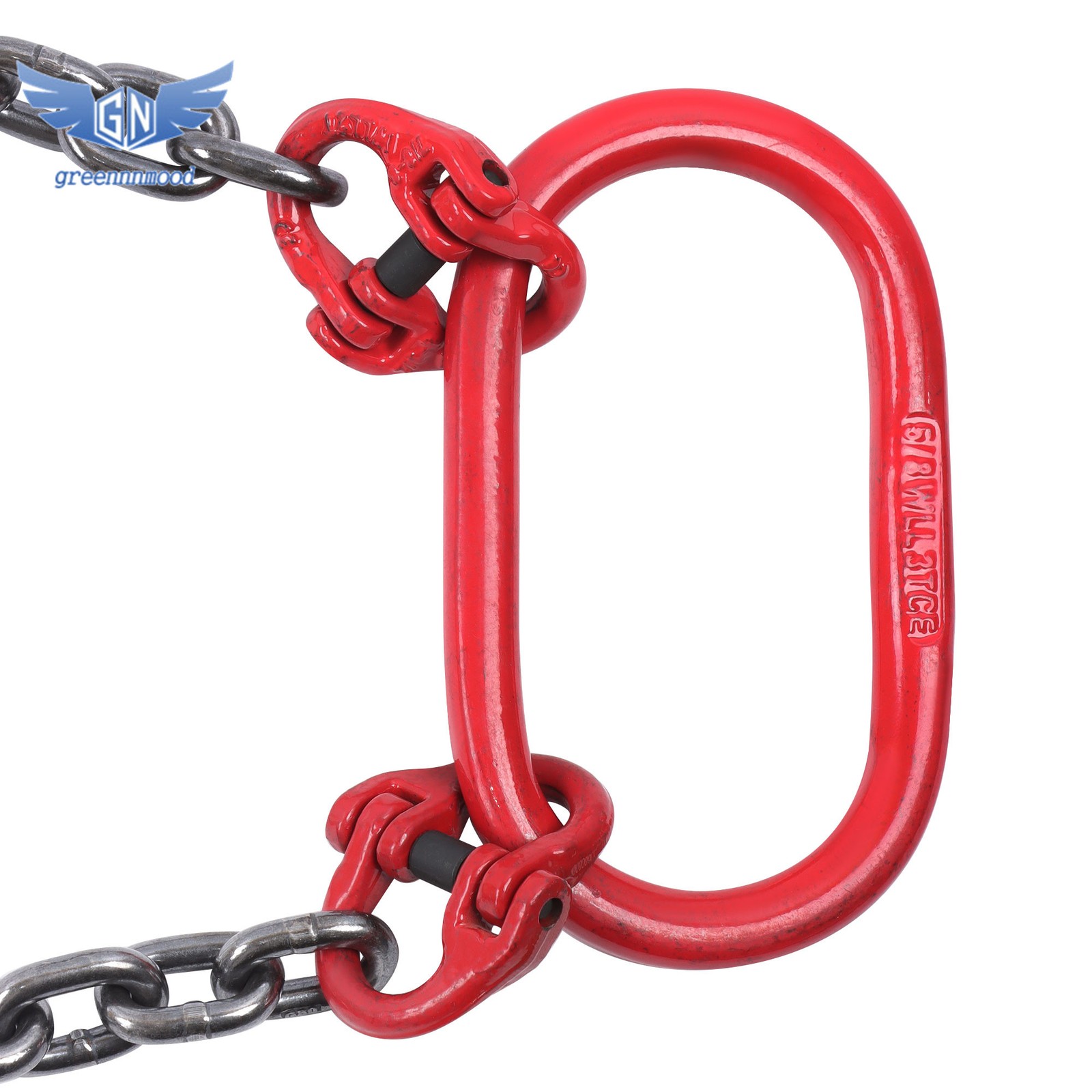 6600LBS Double Leg Chain Sling with Hooks, 5Ft 5/16" G80 Alloy Steel 2 Leg Red
