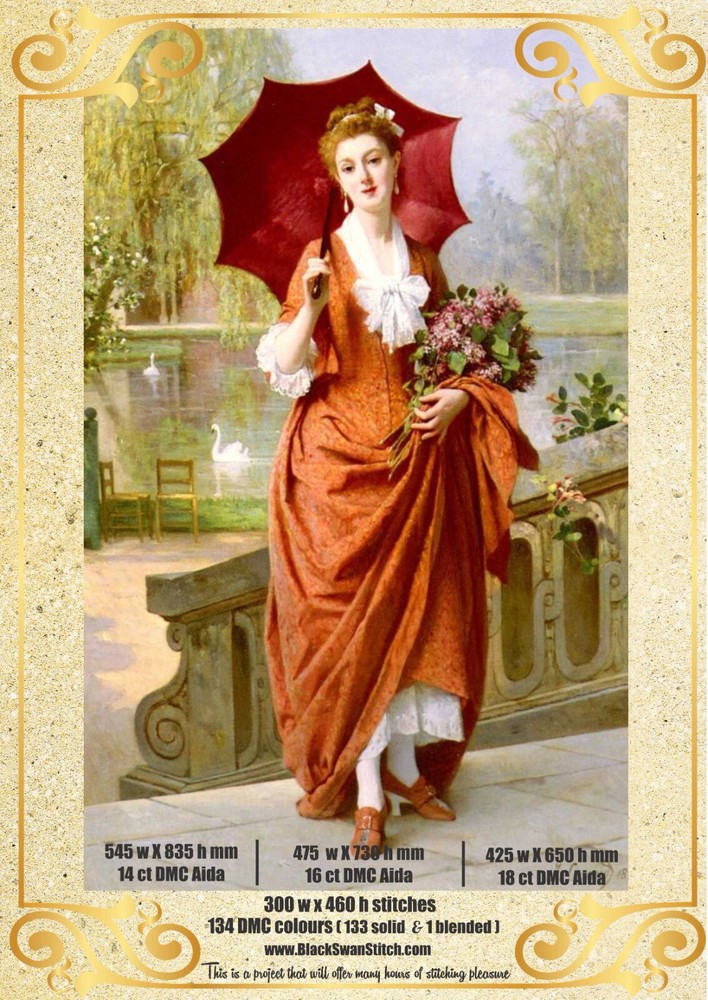 Red Parasol 846 - Chart Counted Cross Stitch Pattern Xstitch