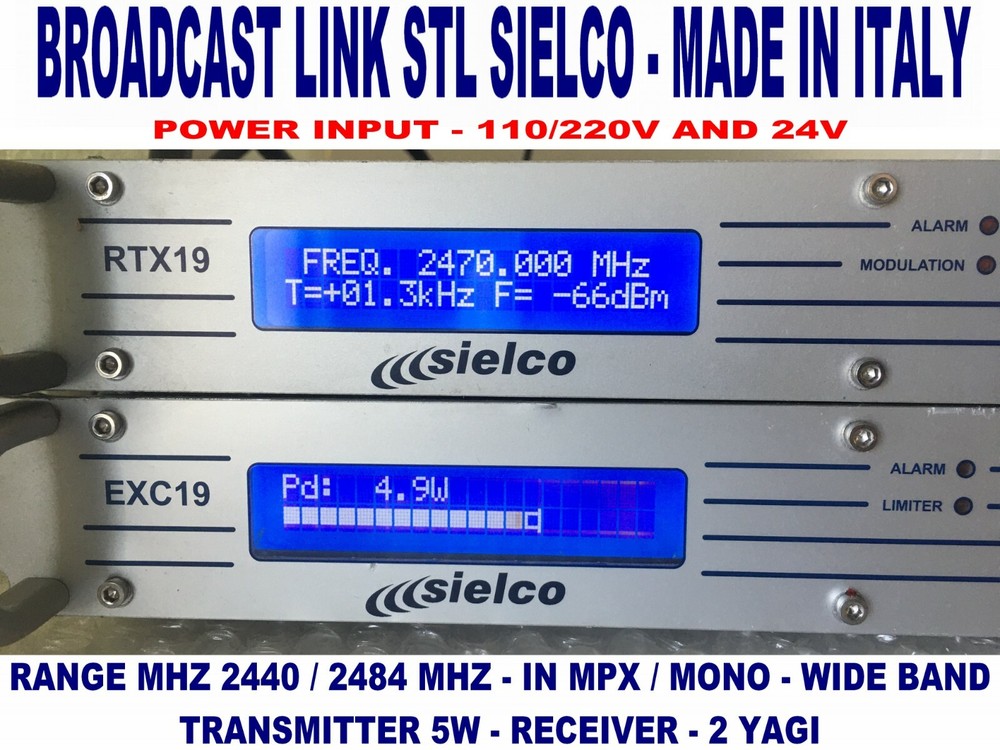 BROADCAST FM LINK 5W - SIELCO - WIDE BAND 2440/2484 Mhz - 2 YAGI