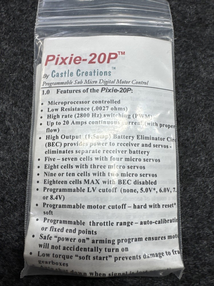Castle Creations Pixie-20P Digital Motor Control small brushless esc